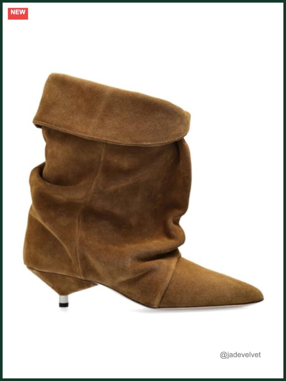 Women's Suede Kitten Heel Ankle Boots Pointed Toe Slouchy Slip On Cowboy Booties